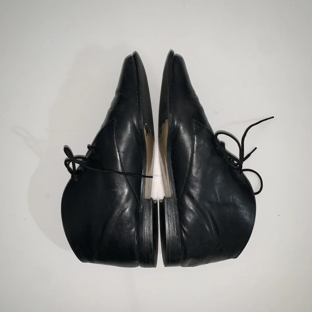 Seychelles Boots Womens 10 Black Leather Abby Ankle Lace Up Block Heel Booties